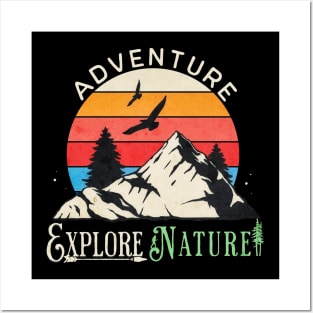 Adventure Explore Nature Retro Sunset Design Posters and Art